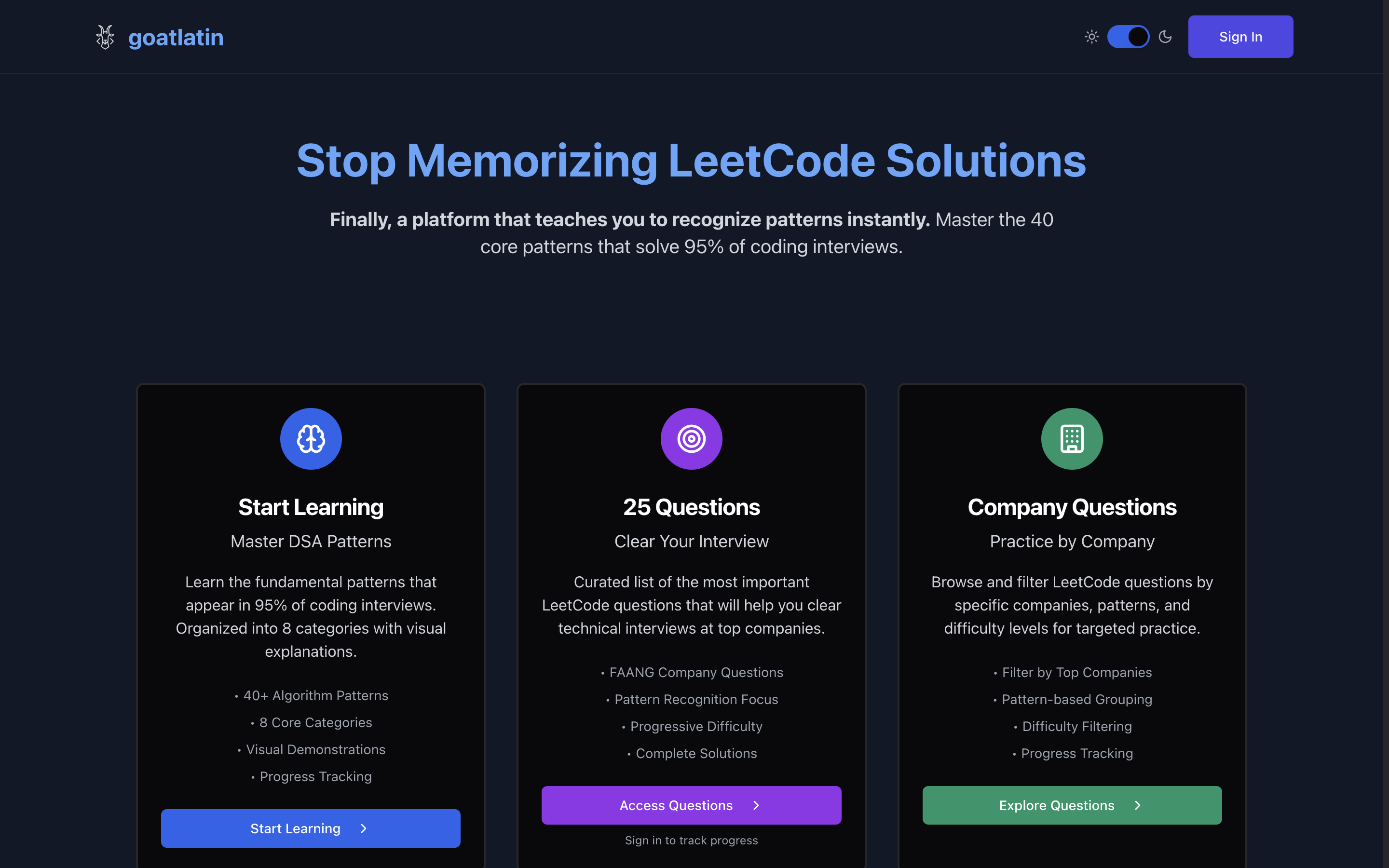 GoatLatin Platform Screenshot